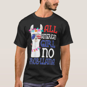 All American Girl 4th Of July Women No Prob Llama T-Shirt
