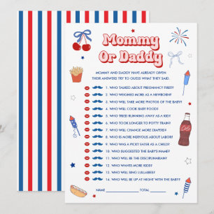 All American Girl Baby Shower Guess Who Game Card
