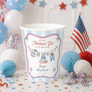 All American Girl Baby Shower Paper Cups