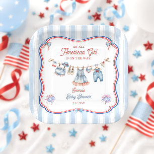 All American Girl Baby Shower Paper Plate