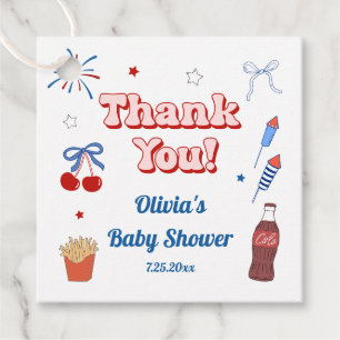 All American Girl Baby Shower Thank You Favour Tags