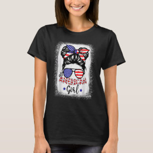 All American Girl Bleached Patriotic July 4th T-Shirt