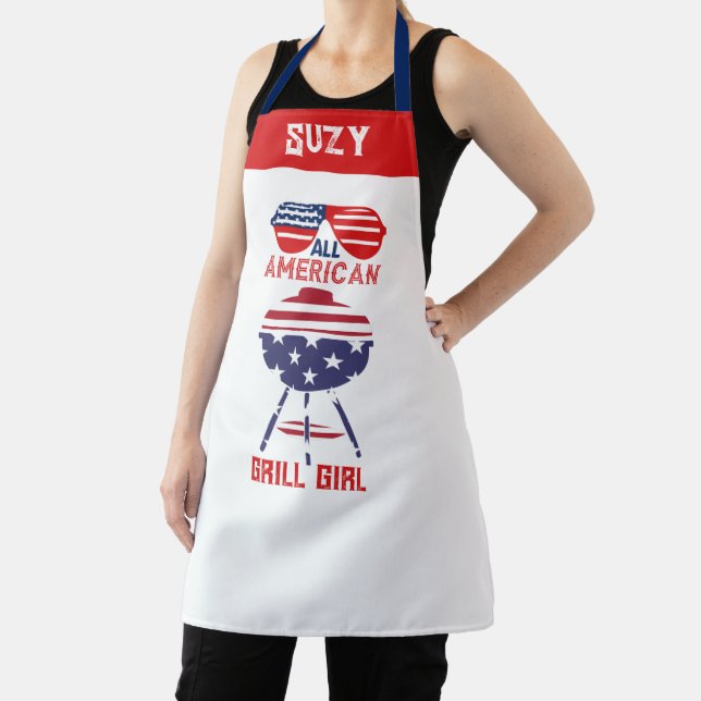 All American Girl Chef Baker Patriotic Grilling Apron (Insitu)