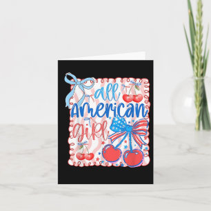 All American Girl Coquette Bow 4th Of July Patriot Card