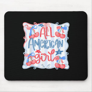 All American Girl Coquette Bow 4th Of July Patriot Mouse Mat