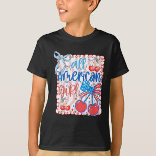 All American Girl Coquette Bow 4th Of July Patriot T-Shirt