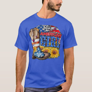 All American Girl Cowboy Cowgirl Boots Sunflower U T-Shirt