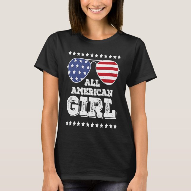 All American Girl Matching Family 4th of July Girl T-Shirt (Front)