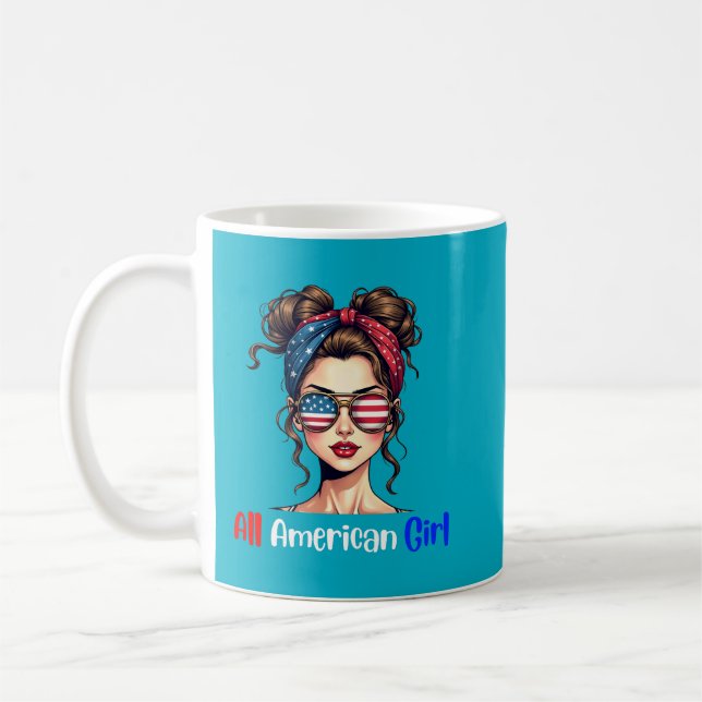 All American Girl Patriotic Coffee Coffee Mug (Left)