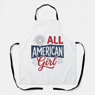All American Girl Patriotic Vintage Shirt Design_1 Apron