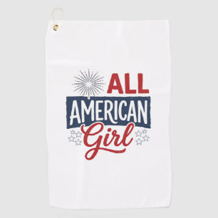 All American Girl Patriotic Vintage Shirt Design_1 Golf Towel