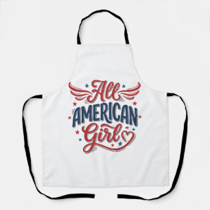 All American Girl Patriotic Vintage Vector Design_ Apron