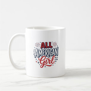 All American Girl Patriotic Vintage Vector Design_ Coffee Mug