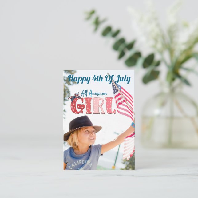 All American Girl Personalised Card (Standing Front)