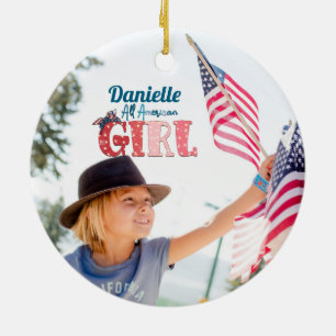 All American Girl Personalised Ceramic Ornament