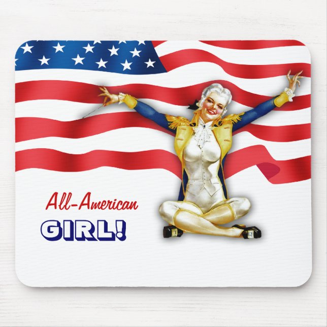 All-American Girl. Retro Pin-up  Mouse Mat (Front)