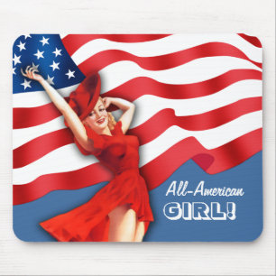 All-American Girl. Retro Pin-up Mouse Mat