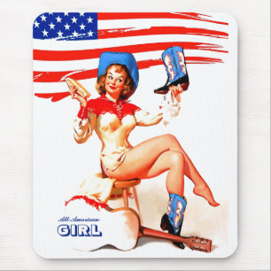 All-American Girl. Retro Pin-up Mouse Mat