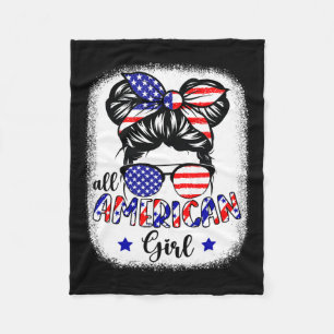 All American Girl Shirt Usa Flag 4th July Women Ki Fleece Blanket