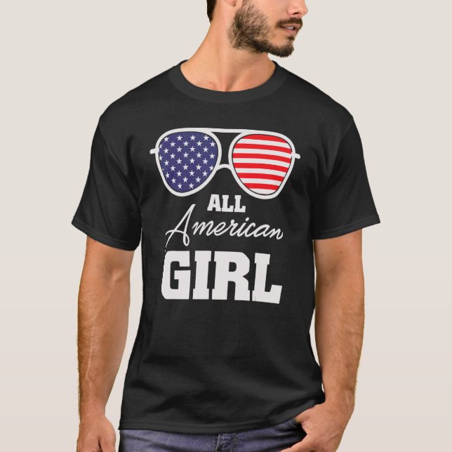 All American Girl Sunglasses July 4th T-Shirt (Front)