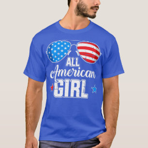 All american girl US flag sunglasses matching 4th  T-Shirt