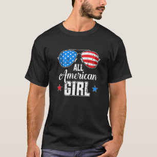 All American Girl Us Flag Sunglasses Matching 4th T-Shirt