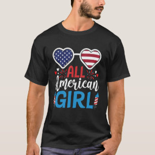 All american girl US flag sunglasses matching 4th  T-Shirt