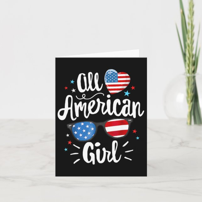 All American Girl Women American Flag 4th Of July  Card (Front)