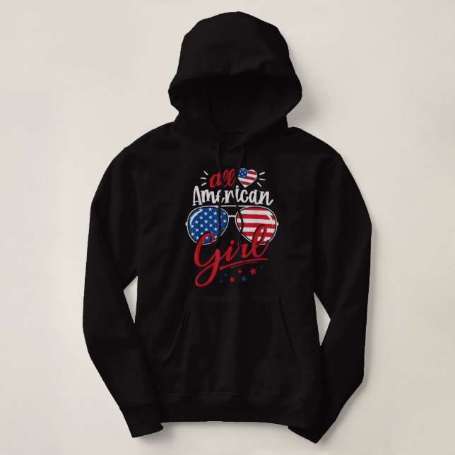 All American Girls 4th of July Girls Patriotic Wom Hoodie (Design Front)