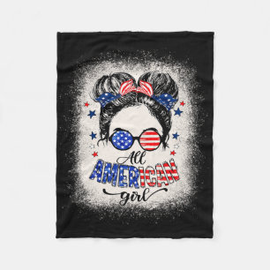 All American Girls 4th Of July Shirt Daughter Mess Fleece Blanket
