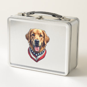 All American Golden Retriever Vintage Tee 4 Metal Lunch Box