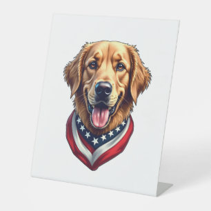 All American Golden Retriever Vintage Tee 4 Pedestal Sign