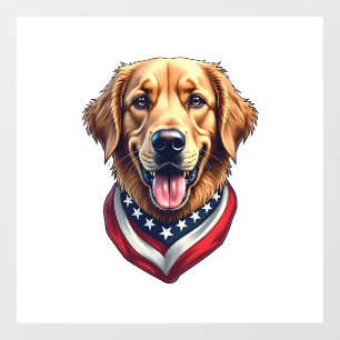 All American Golden Retriever Vintage Tee 4 Window Cling