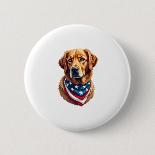 All American Golden Retriever Vintage Tee 6 Cm Round Badge