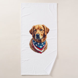 All American Golden Retriever Vintage Tee Bath Towel