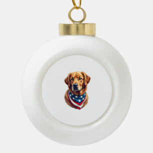 All American Golden Retriever Vintage Tee Ceramic Ball Christmas Ornament