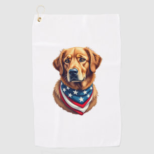 All American Golden Retriever Vintage Tee Golf Towel