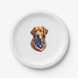 All American Golden Retriever Vintage Tee Paper Plate
