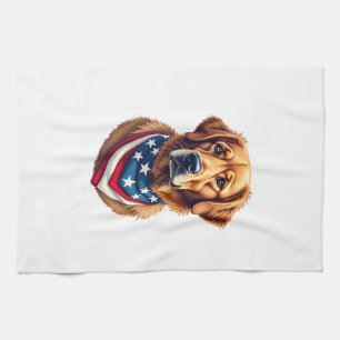 All American Golden Retriever Vintage Tee Tea Towel