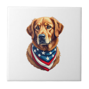 All American Golden Retriever Vintage Tee Tile