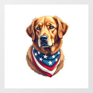 All American Golden Retriever Vintage Tee Window Cling