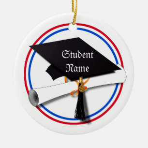 All American Grad - Red White & Blue Colours Ceramic Tree Decoration