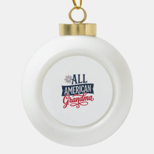 All American Grandma Patriotic Firework Design_1 Ceramic Ball Christmas Ornament