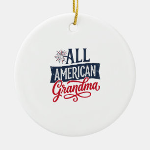 All American Grandma Patriotic Firework Design_1 Ceramic Tree Decoration