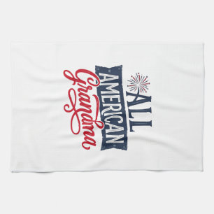 All American Grandma Patriotic Firework Design_1 Tea Towel