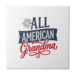 All American Grandma Patriotic Firework Design_1 Tile