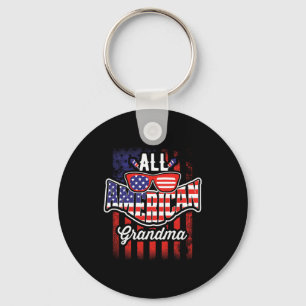 All American Grandma Usa Flag Vintage Funny Comfor Key Ring
