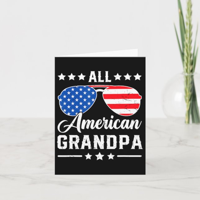 All American Grandpa 4th Of July Patriotic Usa Mat Card (Front)