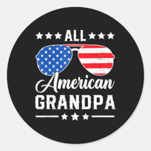 All American Grandpa 4th Of July Patriotic Usa Mat Classic Round Sticker