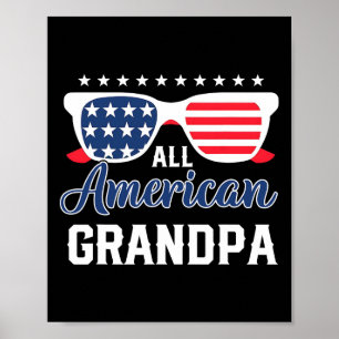All American Grandpa 4th Of July Usa Sungles Mens Poster